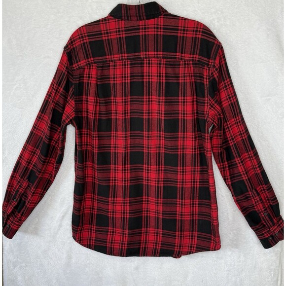 Faded Glory Shirt Men's M Red and Black Plaid Button Up Long Sleeve Flannel - Picture 6 of 15
